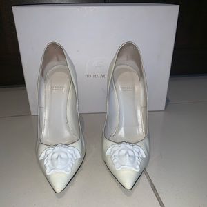 White Versace pumps